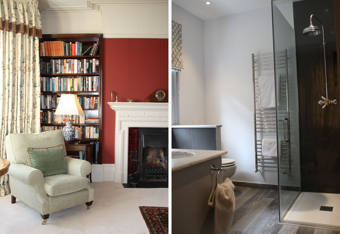 South West London sitting room and guest bathroom - interior design by Suzi Searle