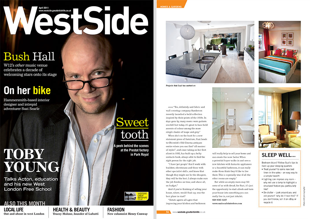 Westside Magazine with an article about west London interior designer Suzi Searle