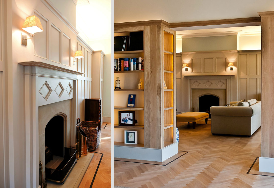 Fireplace in arts and crafts Wimbledon home by Suzi Searle Interiors