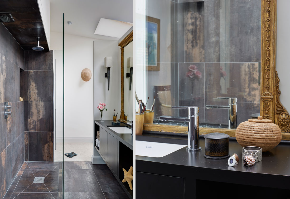 West London apartment's ensuite wet room and vanity unit