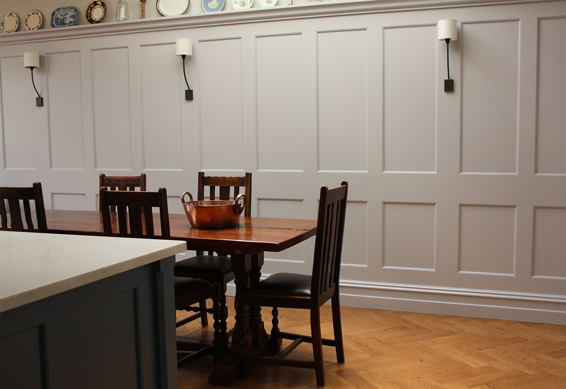 West London interior design of kitchen with wood by interior designer Suzi Searle