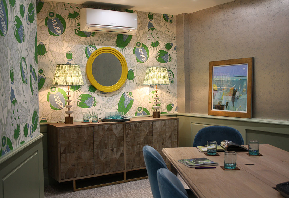 Bespoke interior design of a meeting room in a west London office by Suzi Searle Interiors